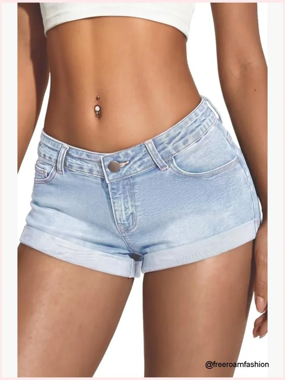 Low Rise Denim Mini Jean Shorts Stretchy Y2K